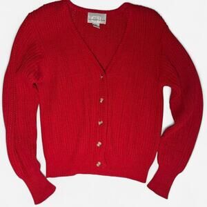 Christopher & Banks Vintage 80s Red Button-Up Cardigan Sweater